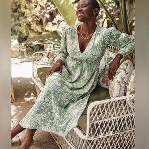 Summersalt The Cinched Waist Caftan Dress Size 1XL Vintage Floral in Ivy